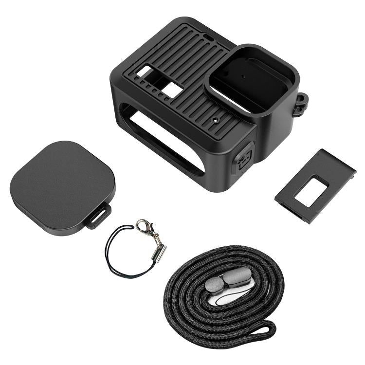 For GoPro HERO 2024 PULUZ Silicone Protective Case Side Interface Cover with Wrist Strap & Lens Cover, Silicone Protective Case