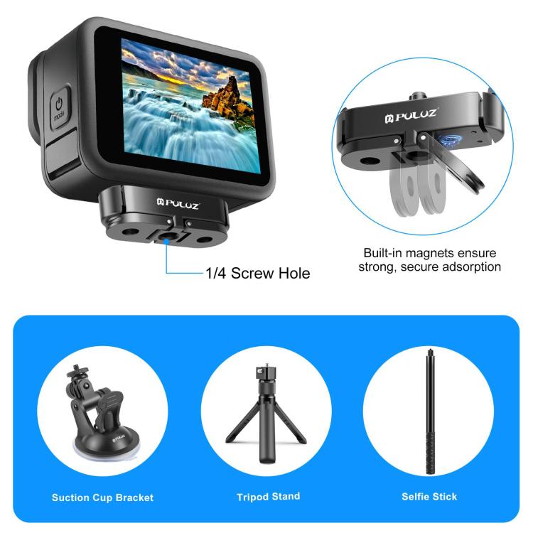 For GoPro MISSION 1 / 1 PRO / HERO13 Black / MAX2 PULUZ Magnetic Quick Release Metal Base (Black)