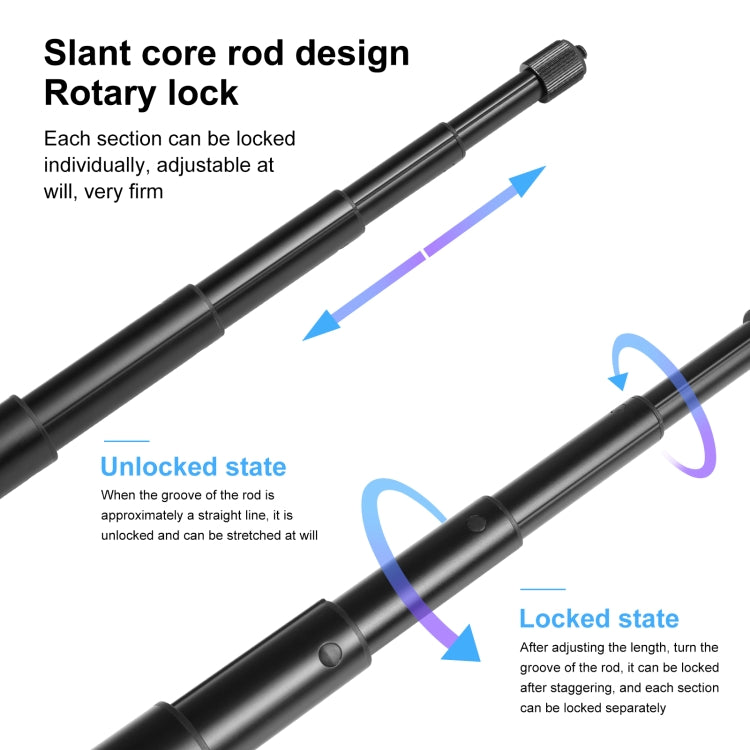 PULUZ 150cm Metal Selfie Stick Monopod  for Insta360 One RS / X2 / X3 / X4