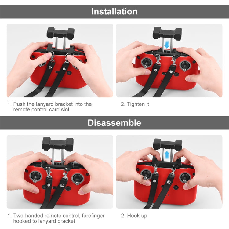 PULUZ Shockproof Anti-scratch Silicone Case with Neck Strap For DJI Neo / Mini 3 / 3 Pro / Mavic 3 / Air 2S / Mini 2 RC-N2 / RC-N1 / RC-N3 Remote Control(Black)
