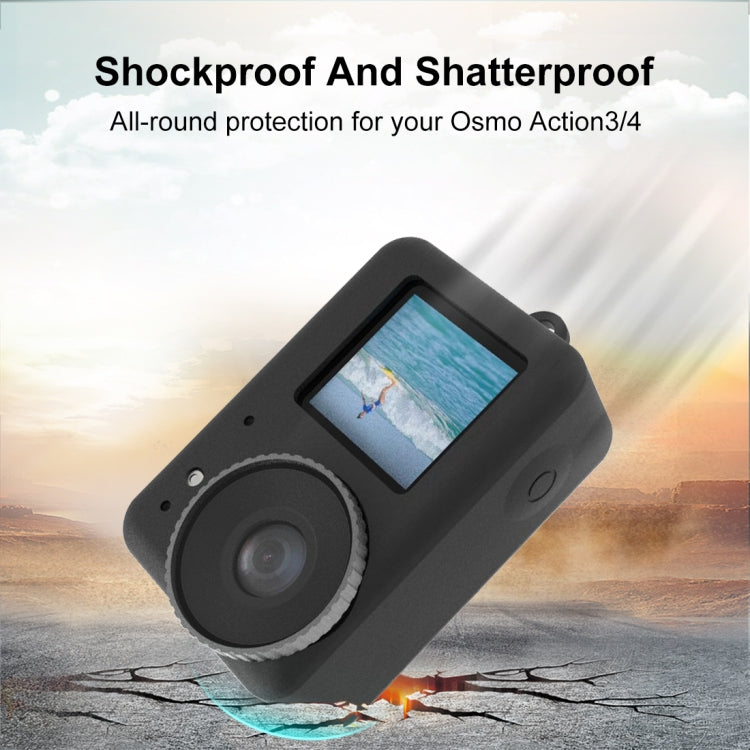 For DJI Osmo Action 4 / 3 PULUZ Silicone Protective Case with Lens Cap, For DJI Osmo Action 4 / 3