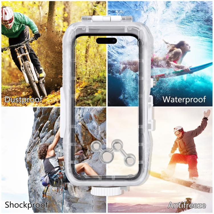 PULUZ 40m/130ft Waterproof Diving Case for 15 Pro Max / 15 Plus / iPhone 14 Plus / 14 Pro Max / 13 Pro Max / 12 Pro Max / 11 Pro Max, with One-way Valve Photo Video Taking Underwater Housing Cover, For iPhone 15 Pro Max / 15 Plus / 14 Plus             ...