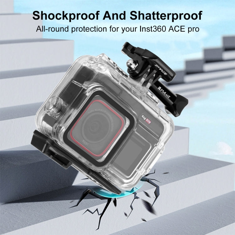 For Insta360 Ace Pro PULUZ 60m Underwater Waterproof Housing Case with Base Adapter & Screw, For Insta360 Ace Pro  Underwater Case