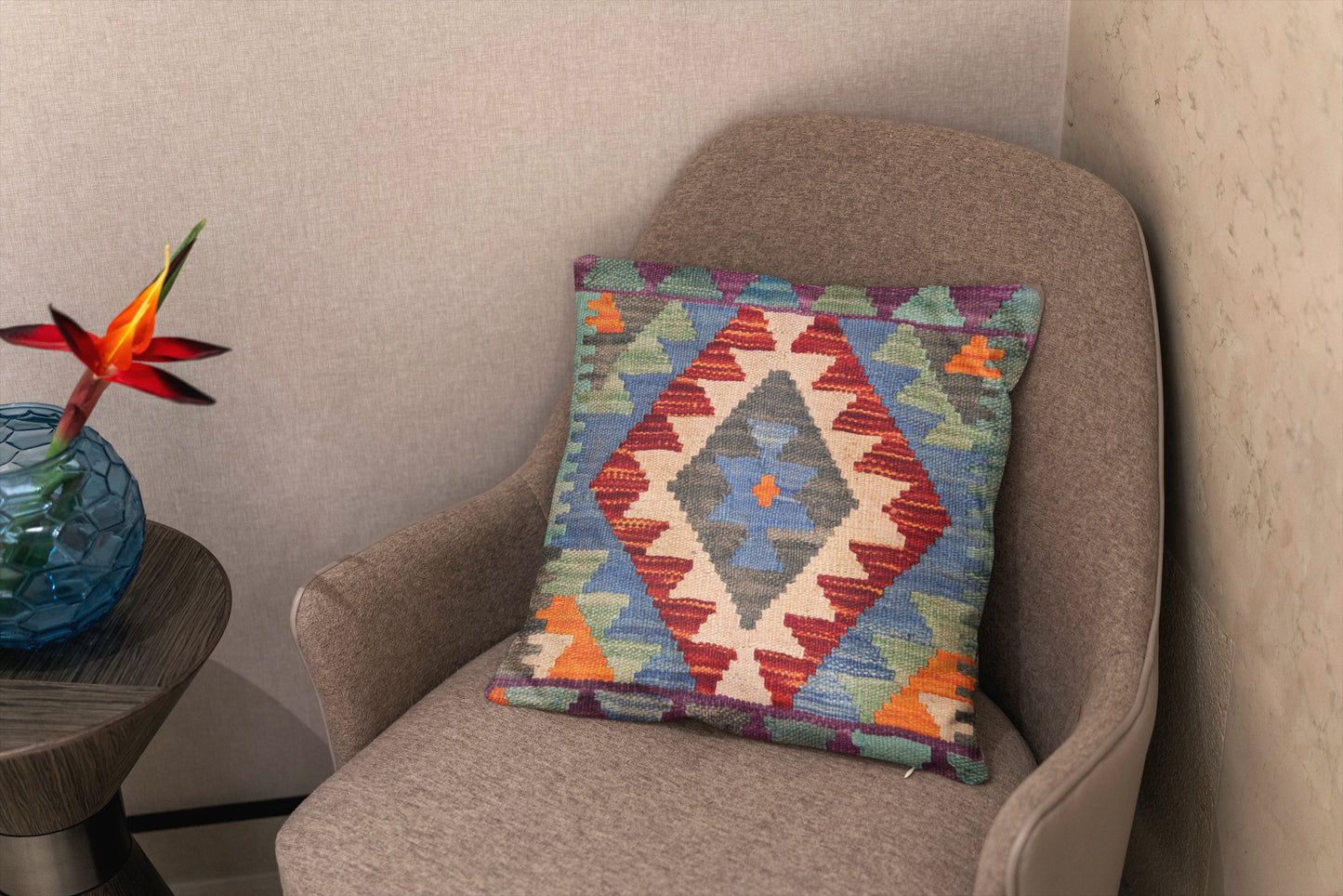 Afghan Kilim Cushion Cover - 45 x 45 cm