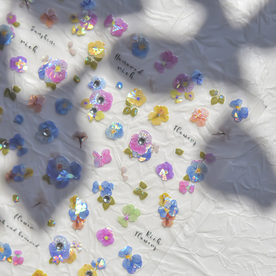 Hello Claws | Pansy Flower Diamond Nail Deco Sticker