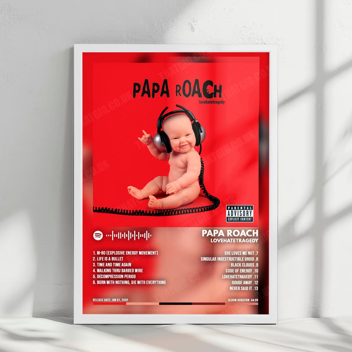Papa Roach "Lovehatetragedy  " Album Cover Poster - with Complete Tracklist