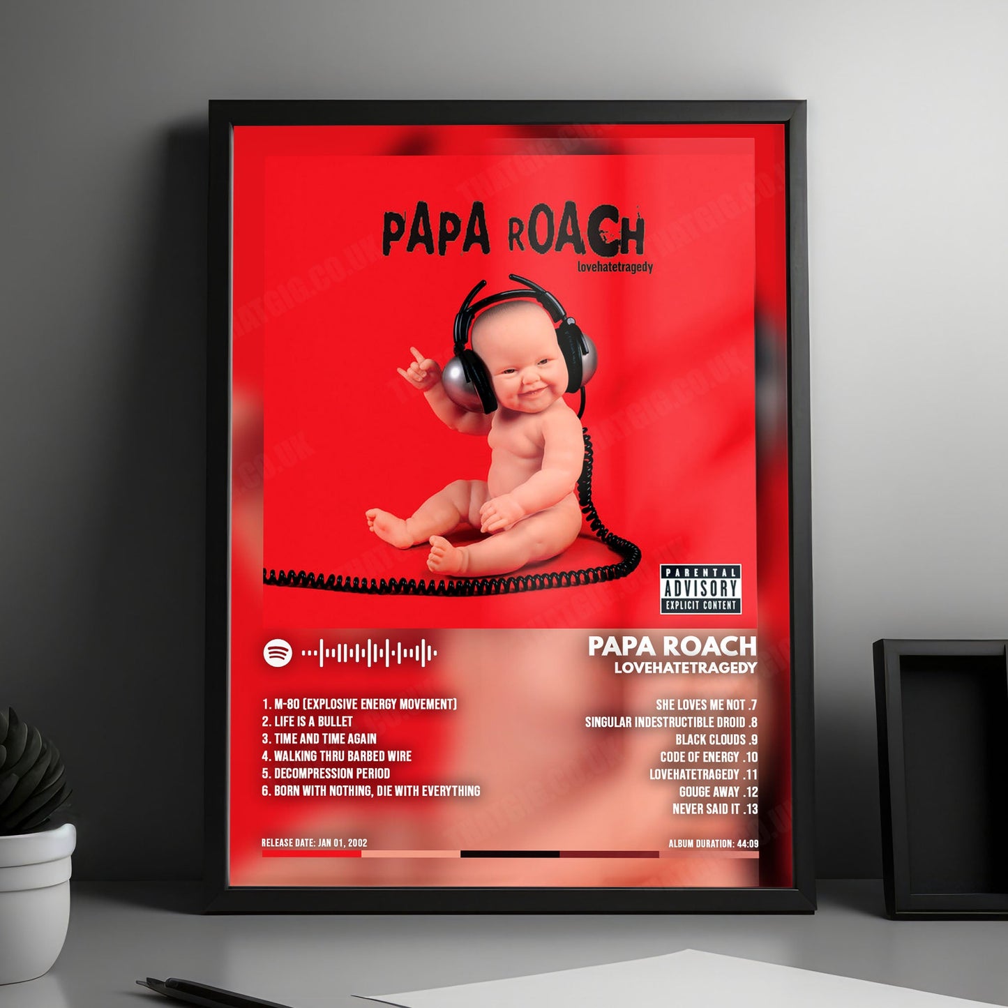 Papa Roach "Lovehatetragedy  " Album Cover Poster - with Complete Tracklist