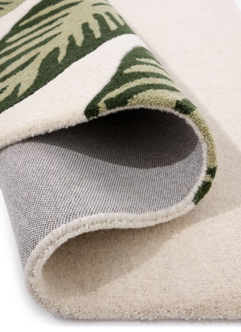 Paradise Leaf Hand-Tufted Wool Rug – Cream/Green