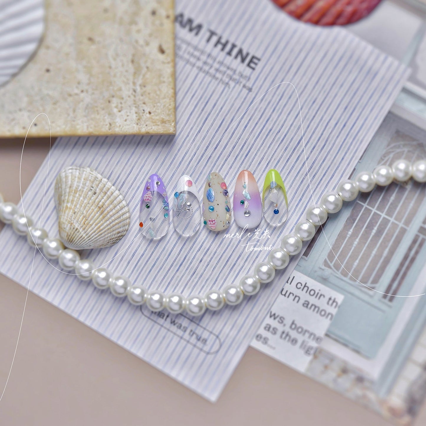 Hello Claws | Pearl Shell Gemstone Necklace Nail Deco Sticker