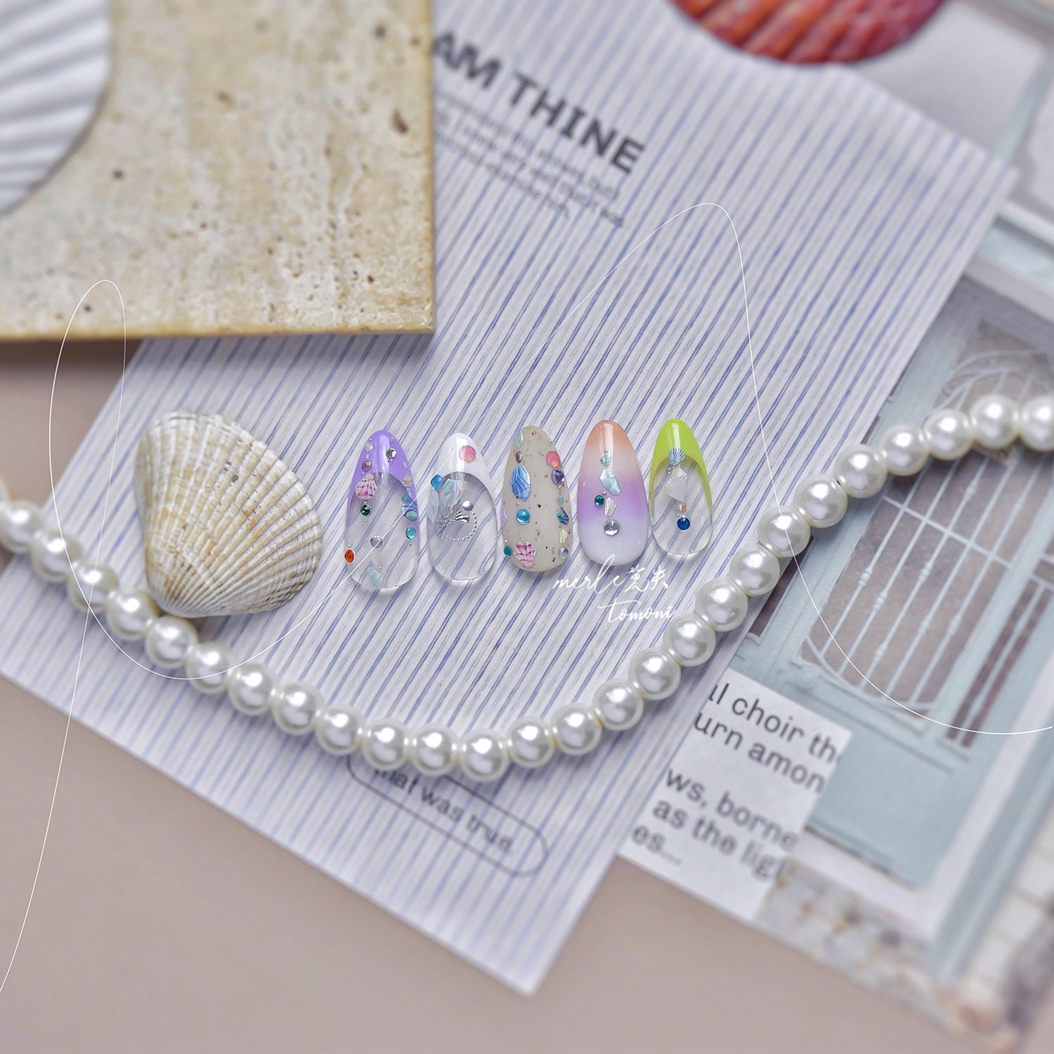 Hello Claws | Pearl Shell Gemstone Necklace Nail Deco Sticker