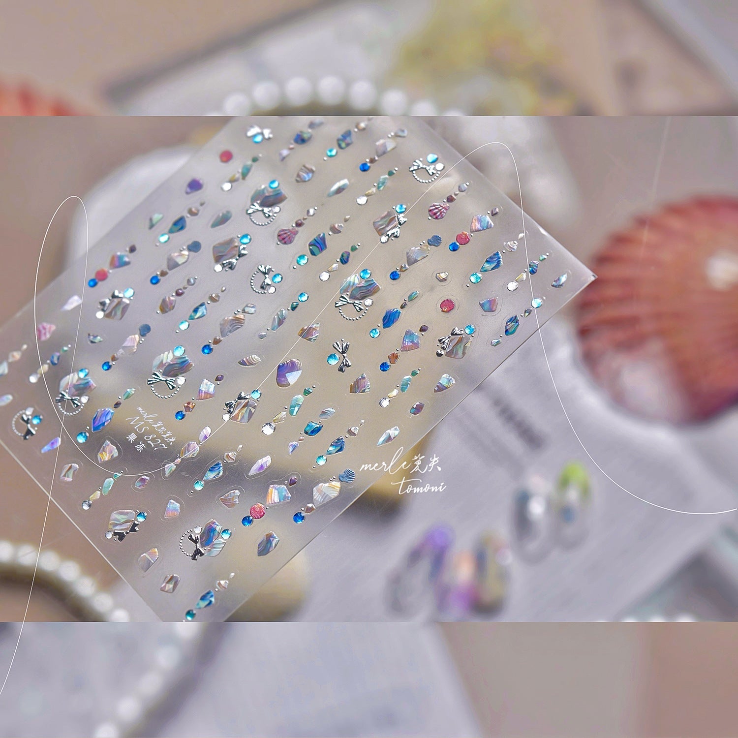 Hello Claws | Pearl Shell Gemstone Necklace Nail Deco Sticker