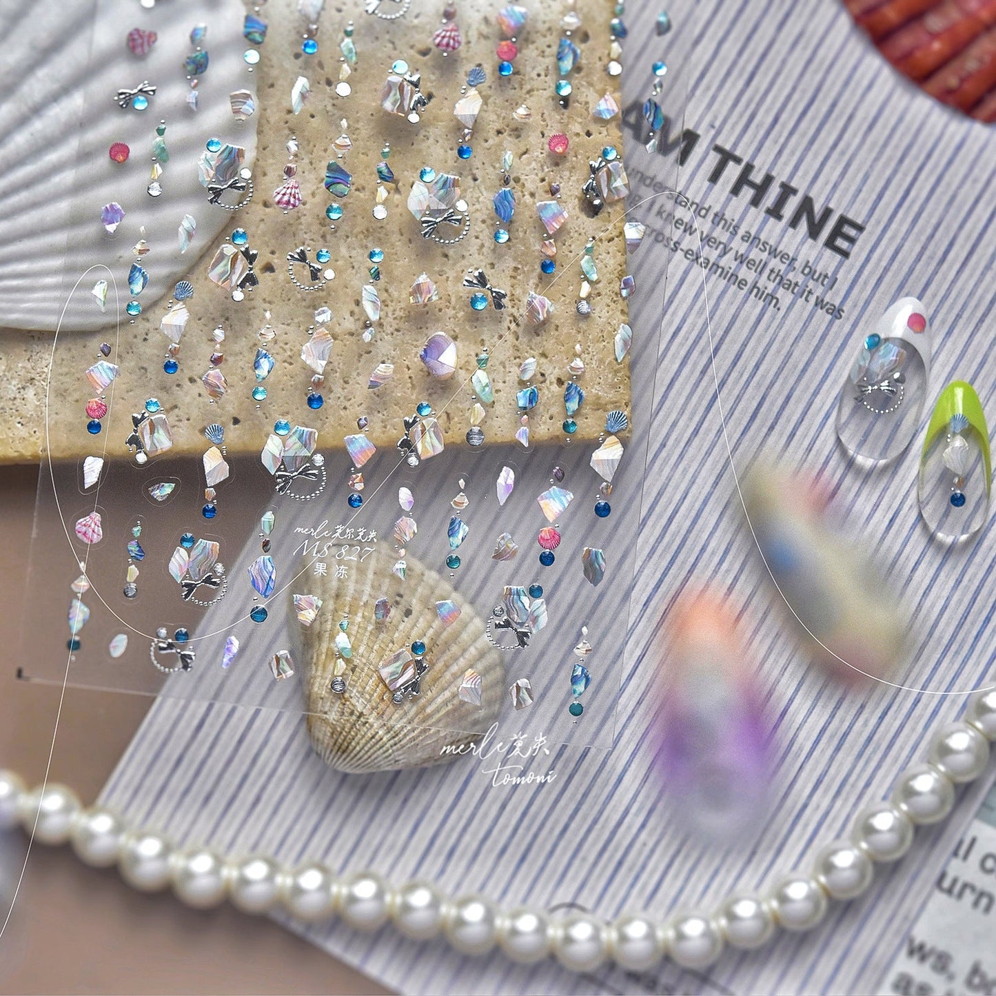 Hello Claws | Pearl Shell Gemstone Necklace Nail Deco Sticker