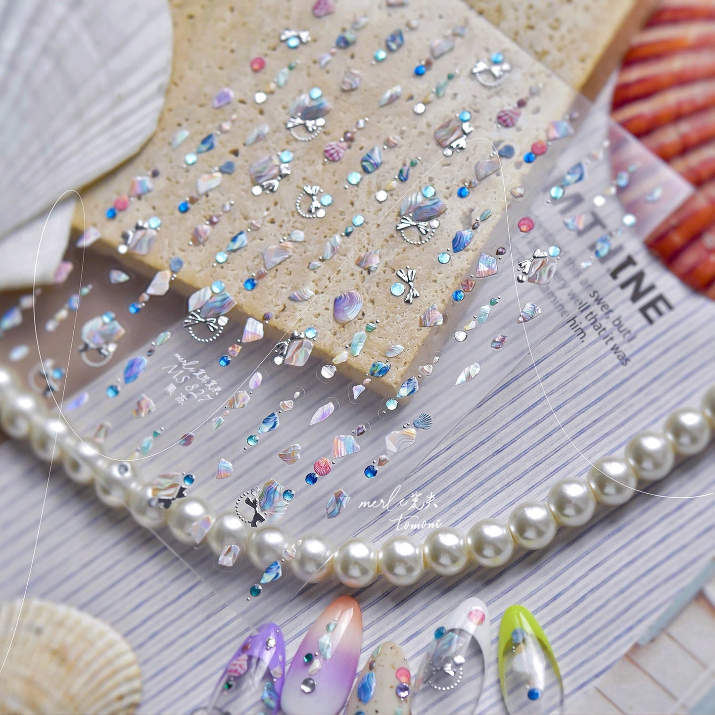 Hello Claws | Pearl Shell Gemstone Necklace Nail Deco Sticker