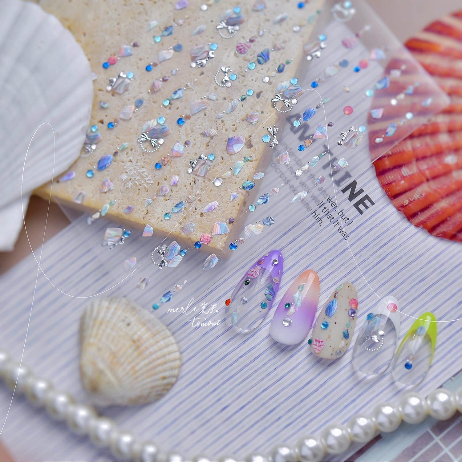 Hello Claws | Pearl Shell Gemstone Necklace Nail Deco Sticker