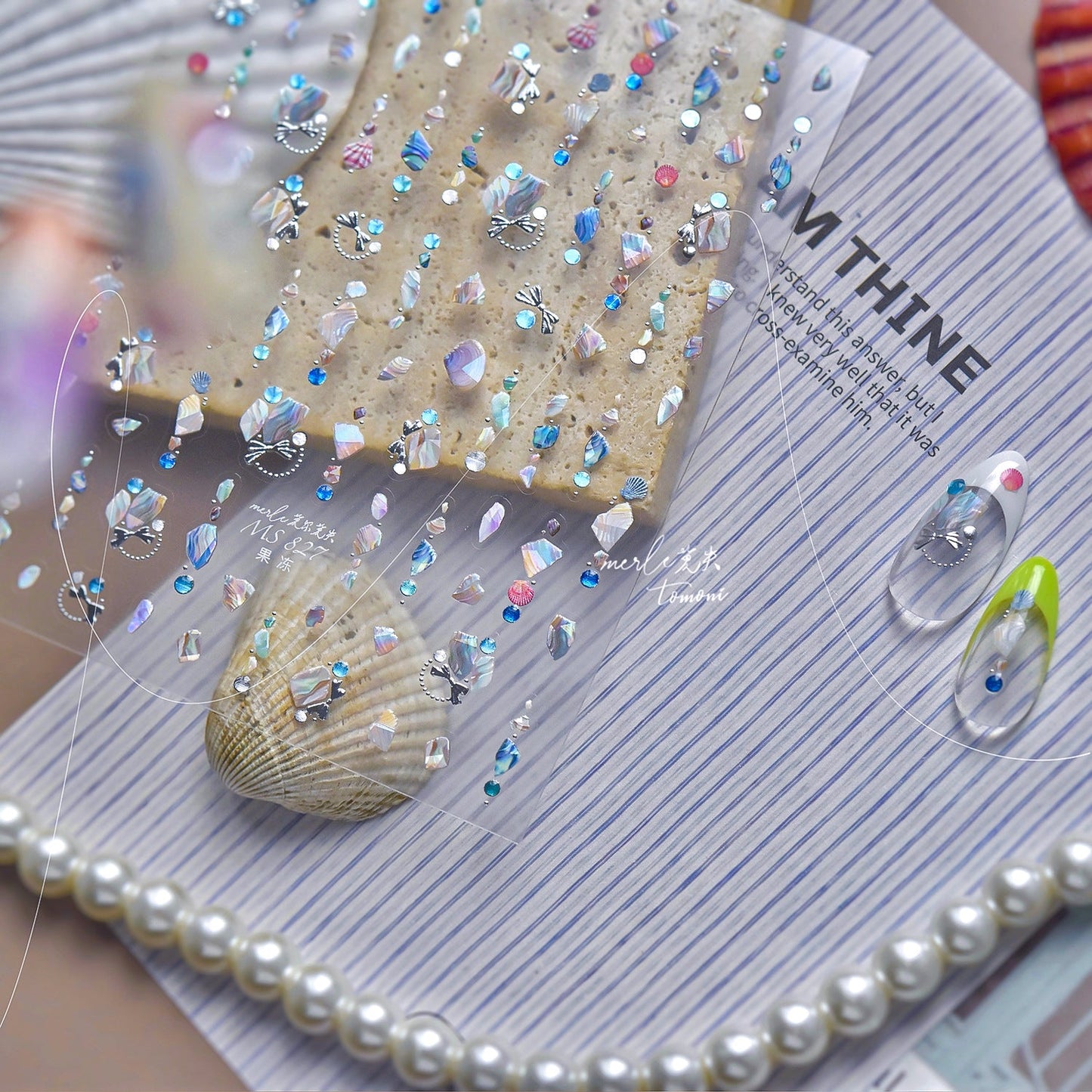 Hello Claws | Pearl Shell Gemstone Necklace Nail Deco Sticker