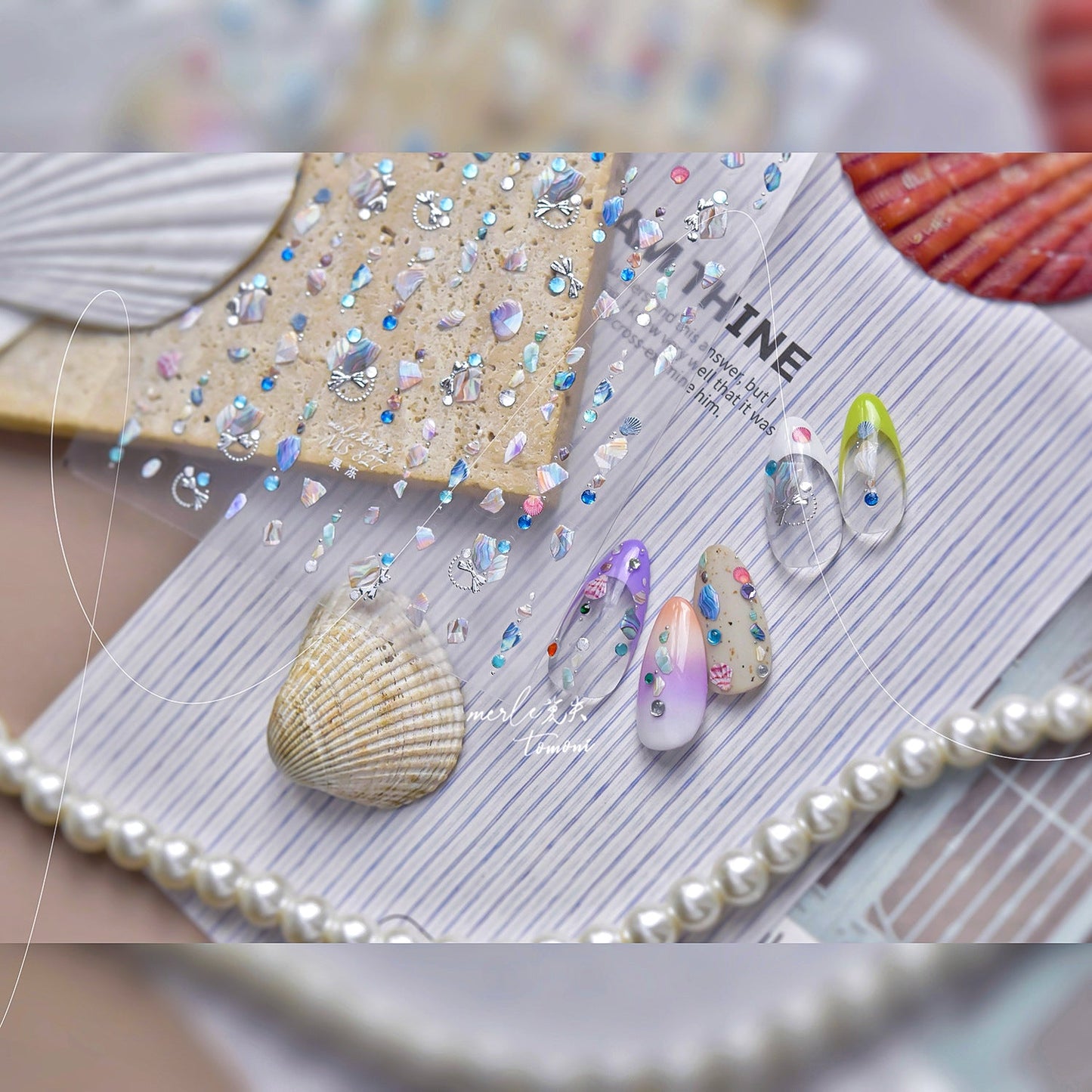 Hello Claws | Pearl Shell Gemstone Necklace Nail Deco Sticker