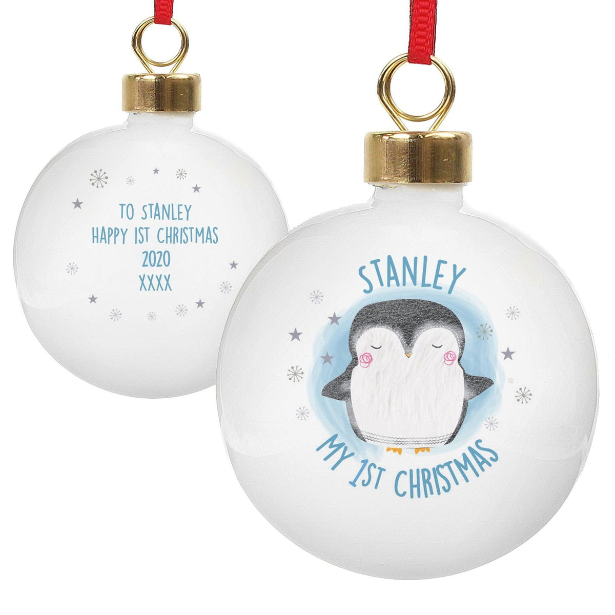 Personalised 1st Christmas Pengiun Bauble