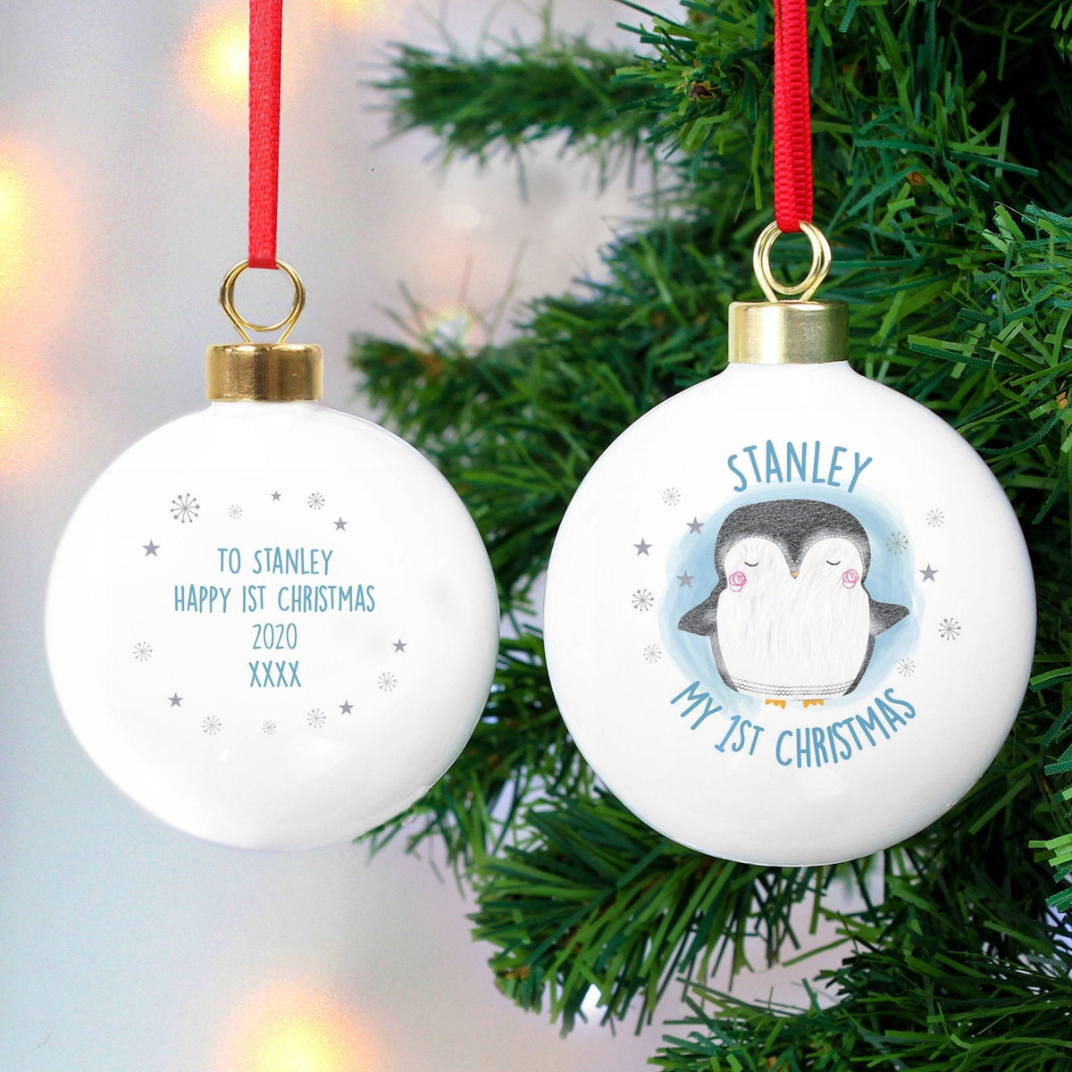 Personalised 1st Christmas Pengiun Bauble
