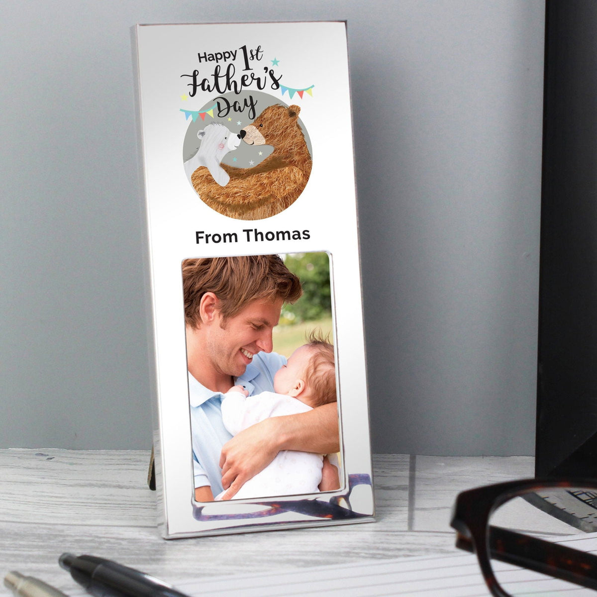 Personalised 1st Fathers Day Daddy Bear 2x3 Inch Photo Frame