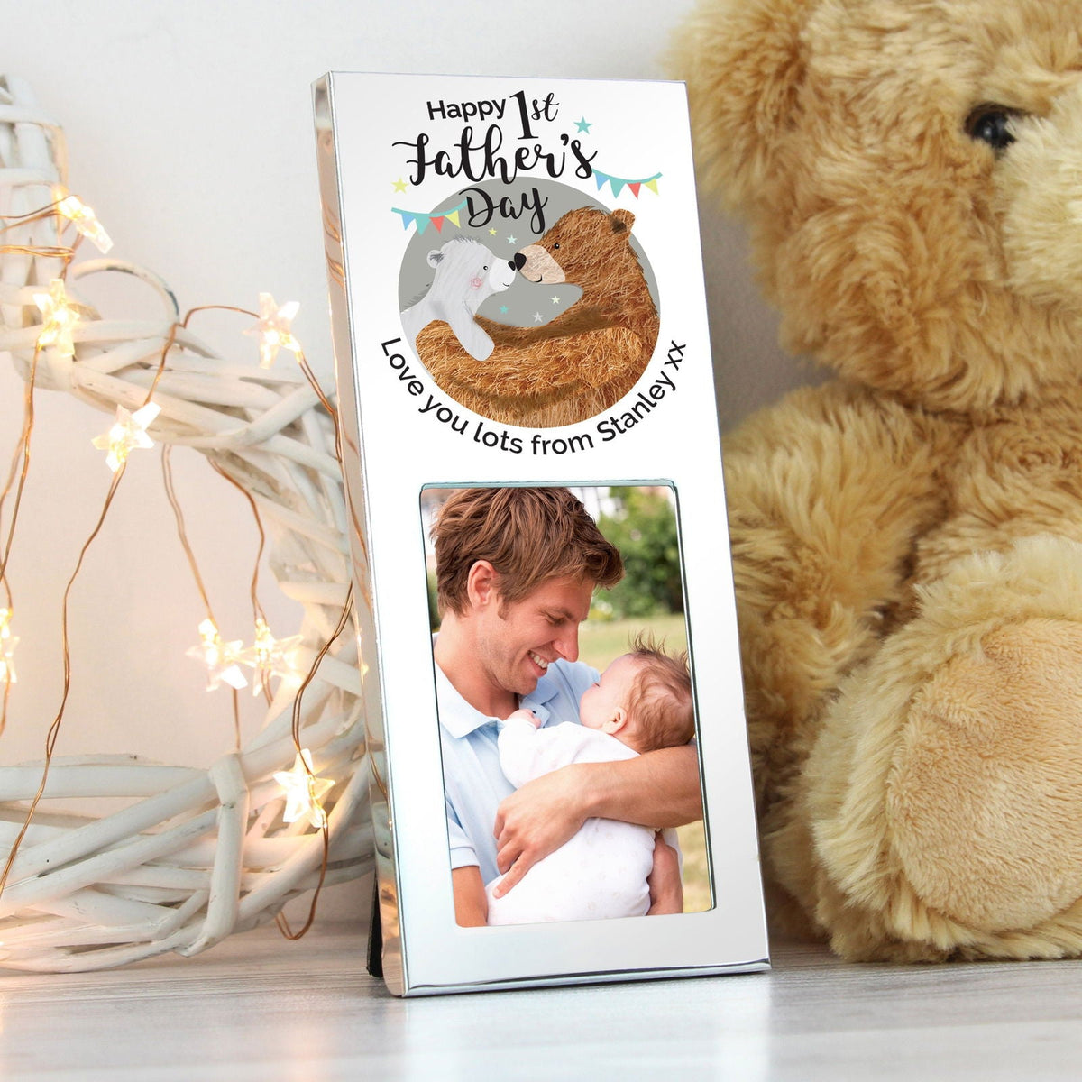 Personalised 1st Fathers Day Daddy Bear 2x3 Inch Photo Frame