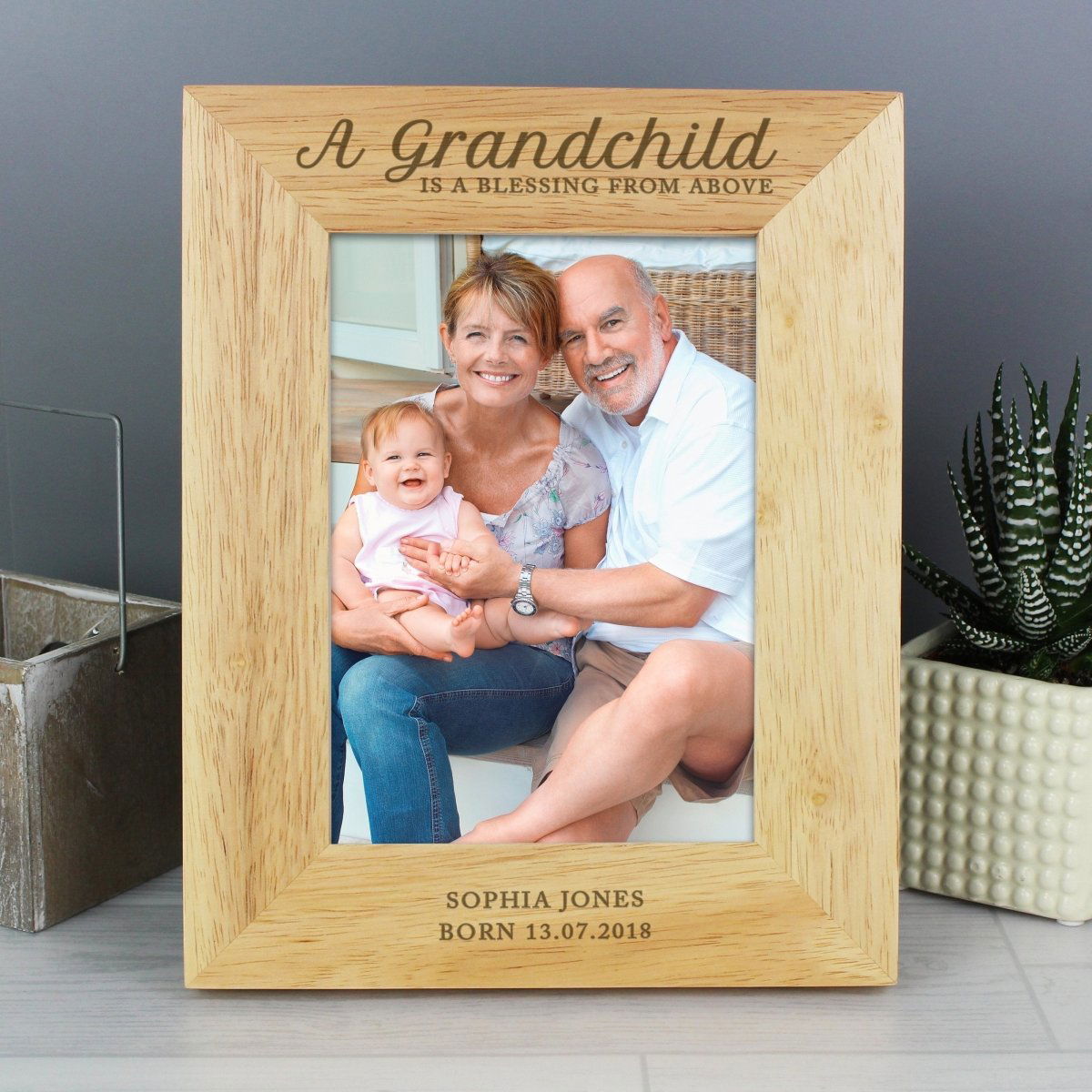 Personalised 'A Grandchild Is A Blessing' 5x7 Inch Wooden Photo Frame