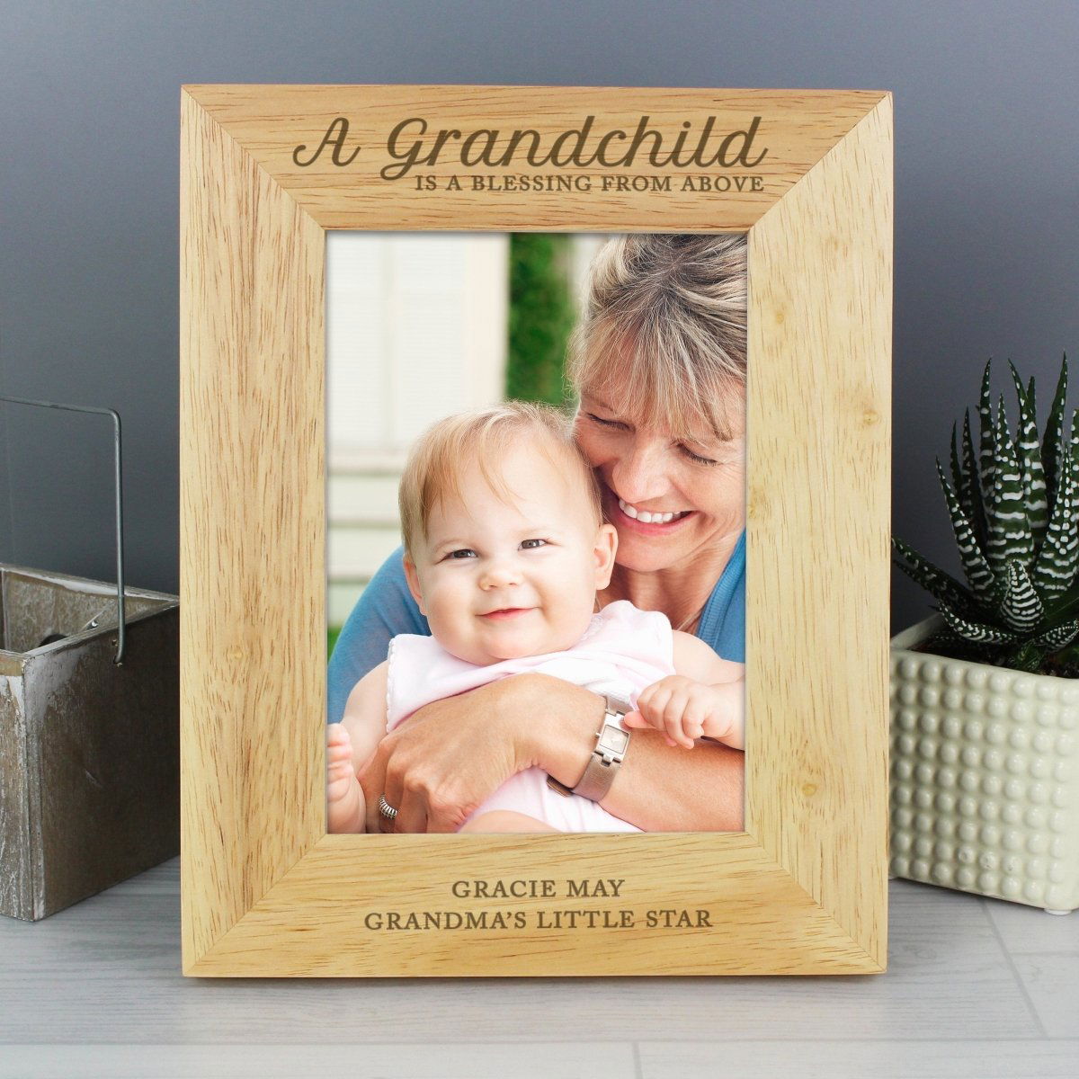 Personalised 'A Grandchild Is A Blessing' 5x7 Inch Wooden Photo Frame