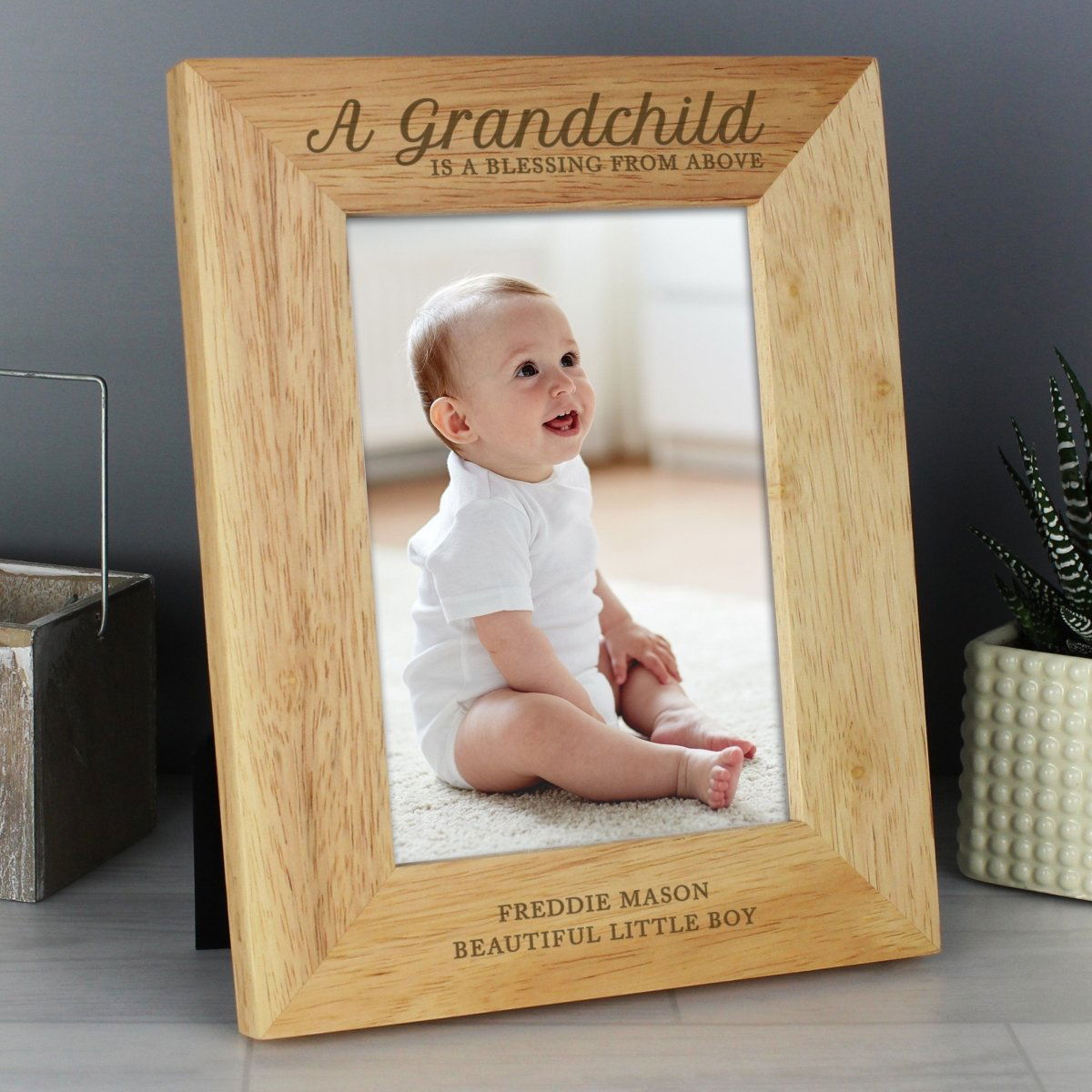 Personalised 'A Grandchild Is A Blessing' 5x7 Inch Wooden Photo Frame