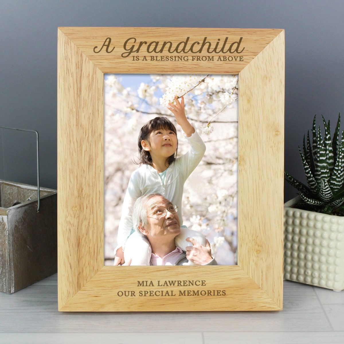 Personalised 'A Grandchild Is A Blessing' 5x7 Inch Wooden Photo Frame
