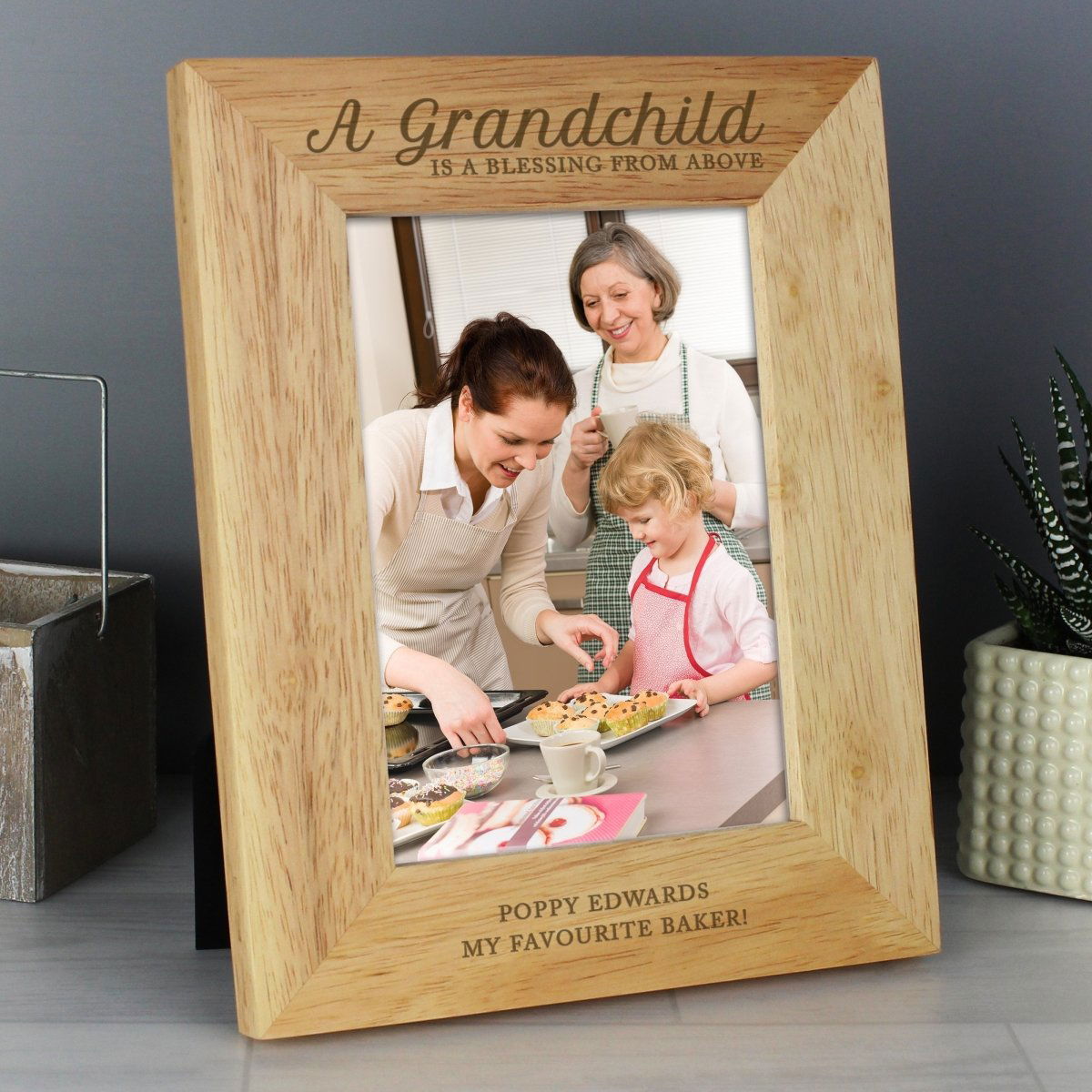 Personalised 'A Grandchild Is A Blessing' 5x7 Inch Wooden Photo Frame