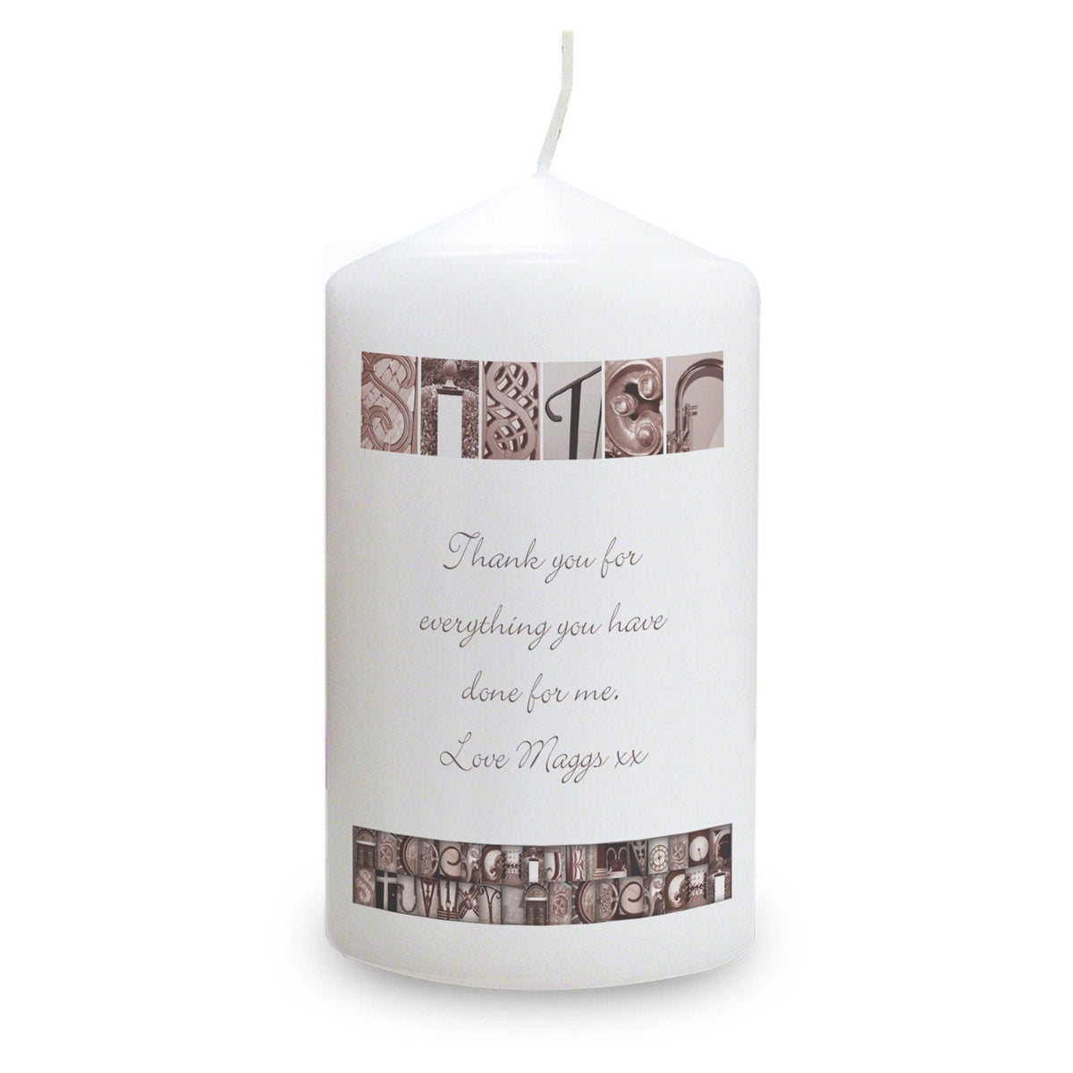 Personalised Affection Art Any Message Pillar Candle