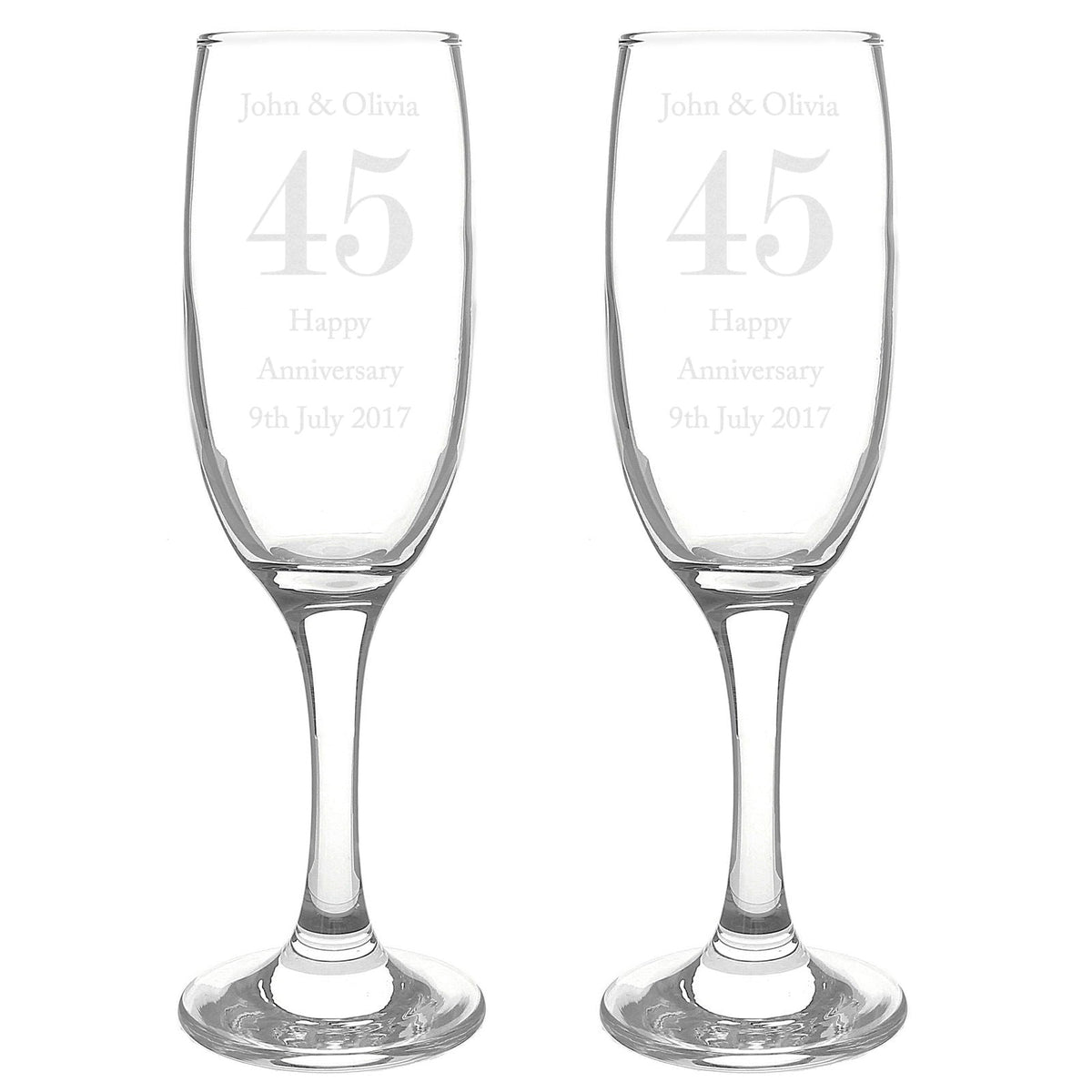 Personalised Anniversary Pair Of Flutes With Gift Box