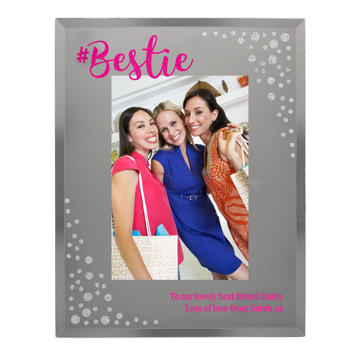 Personalised Bestie 4x6 Inch Diamante Glass Photo Frame