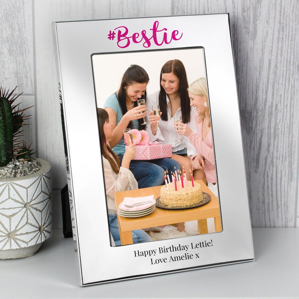 Personalised #Bestie 4x6 Inch Silver Photo Frame