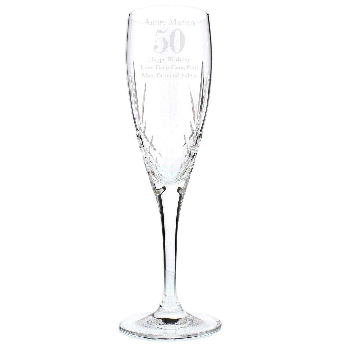 Personalised Big Age Cut Crystal Champagne Flute