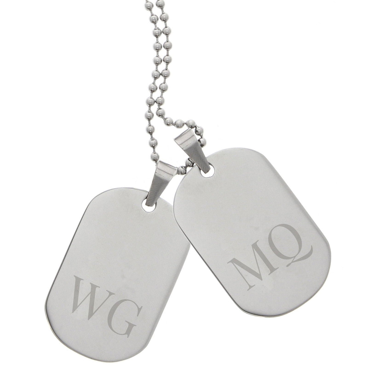 Personalised Big Initials Stainless Steel Double Dog Tag Necklace