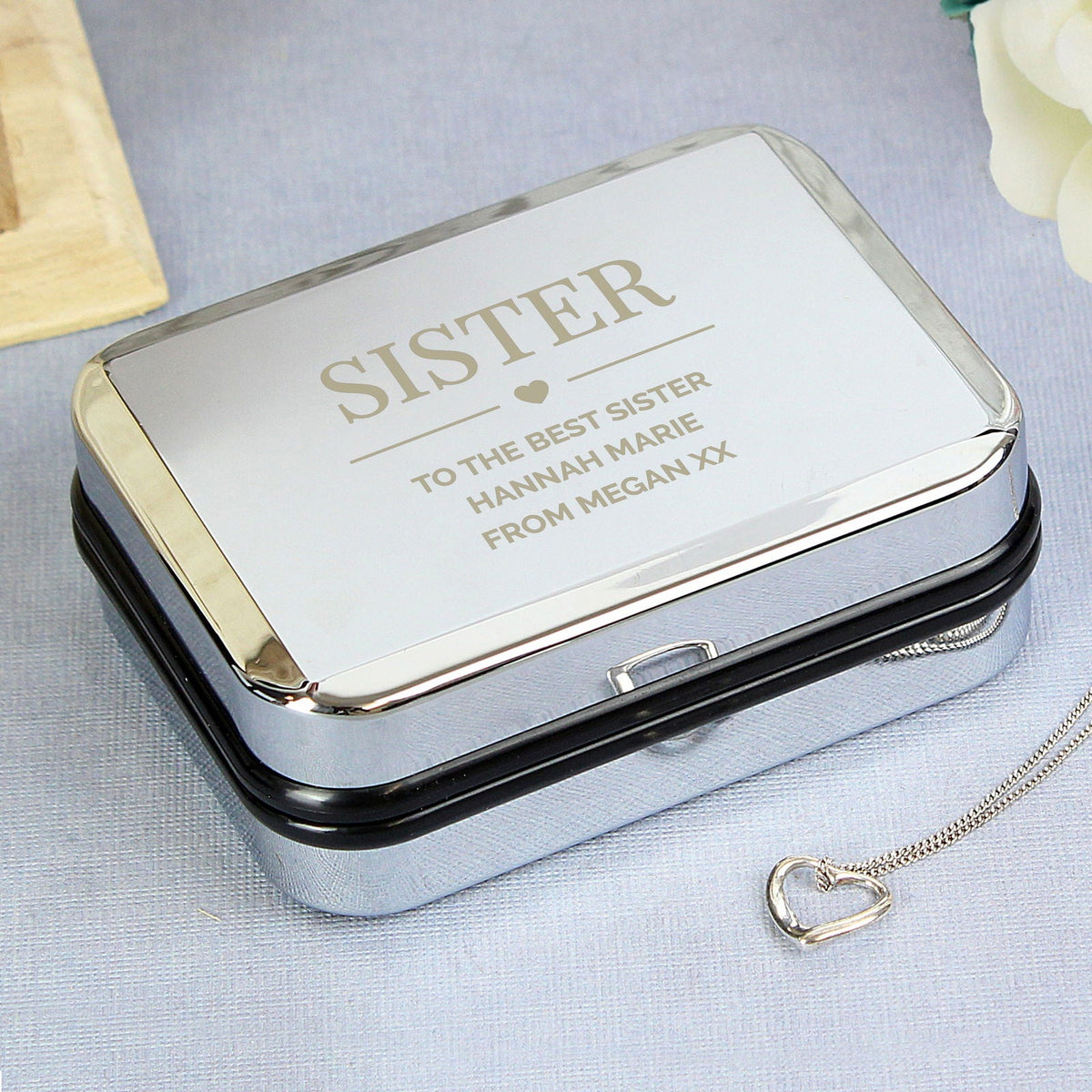 Personalised Box And Heart Necklace