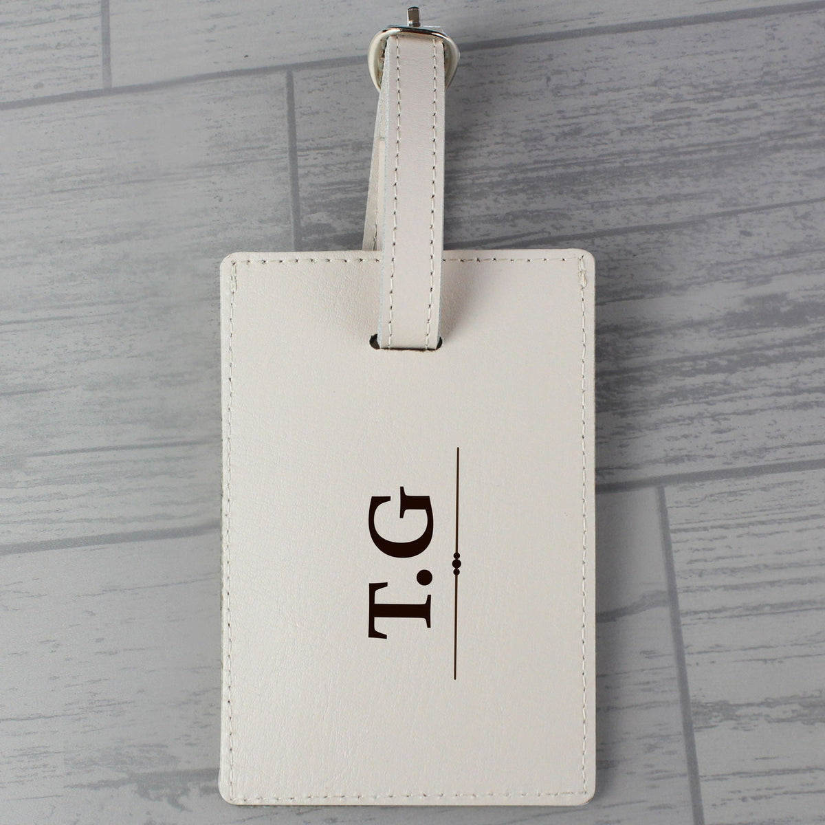 Personalised Classic Initials Cream Luggage Tag