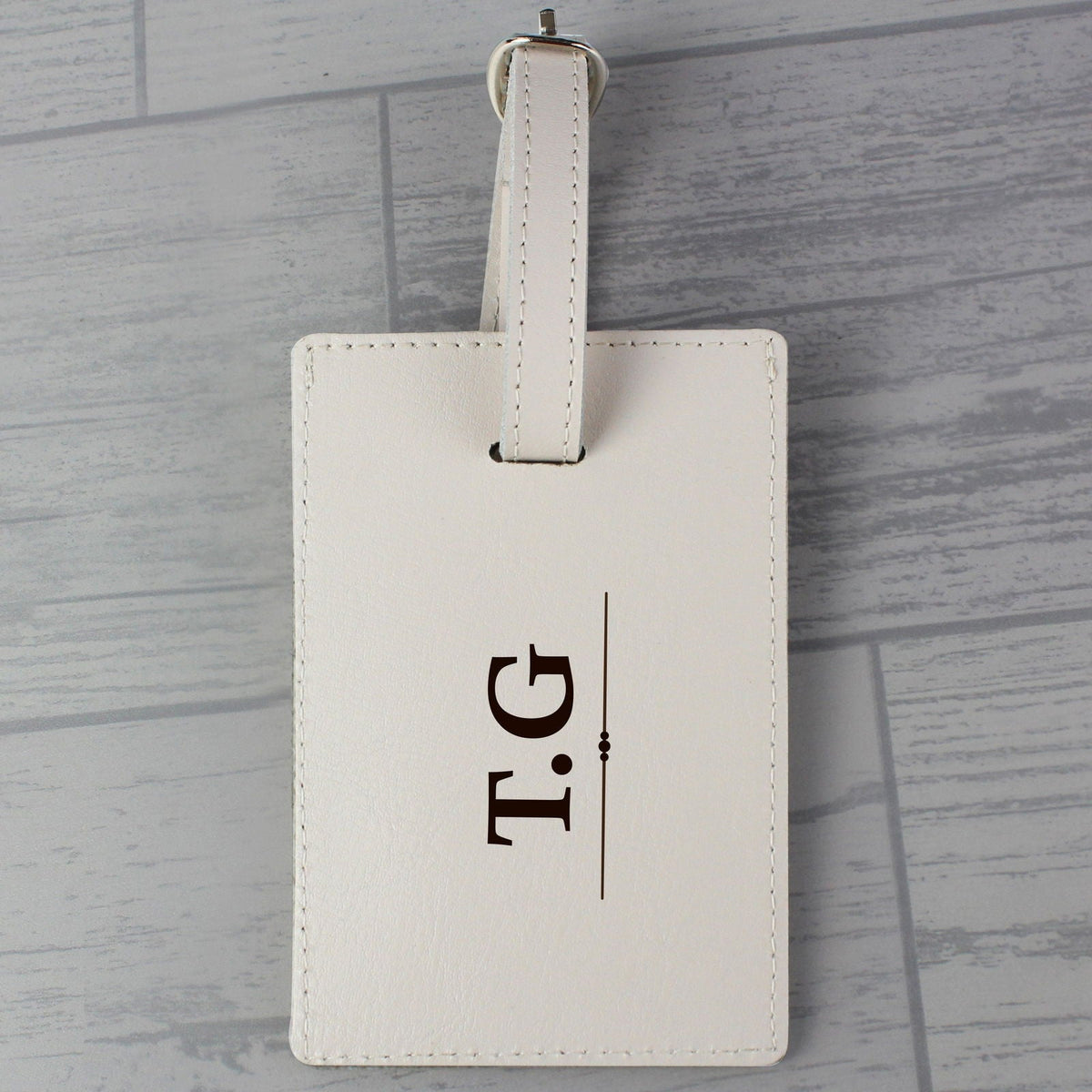 Personalised Classic Initials Cream Luggage Tag