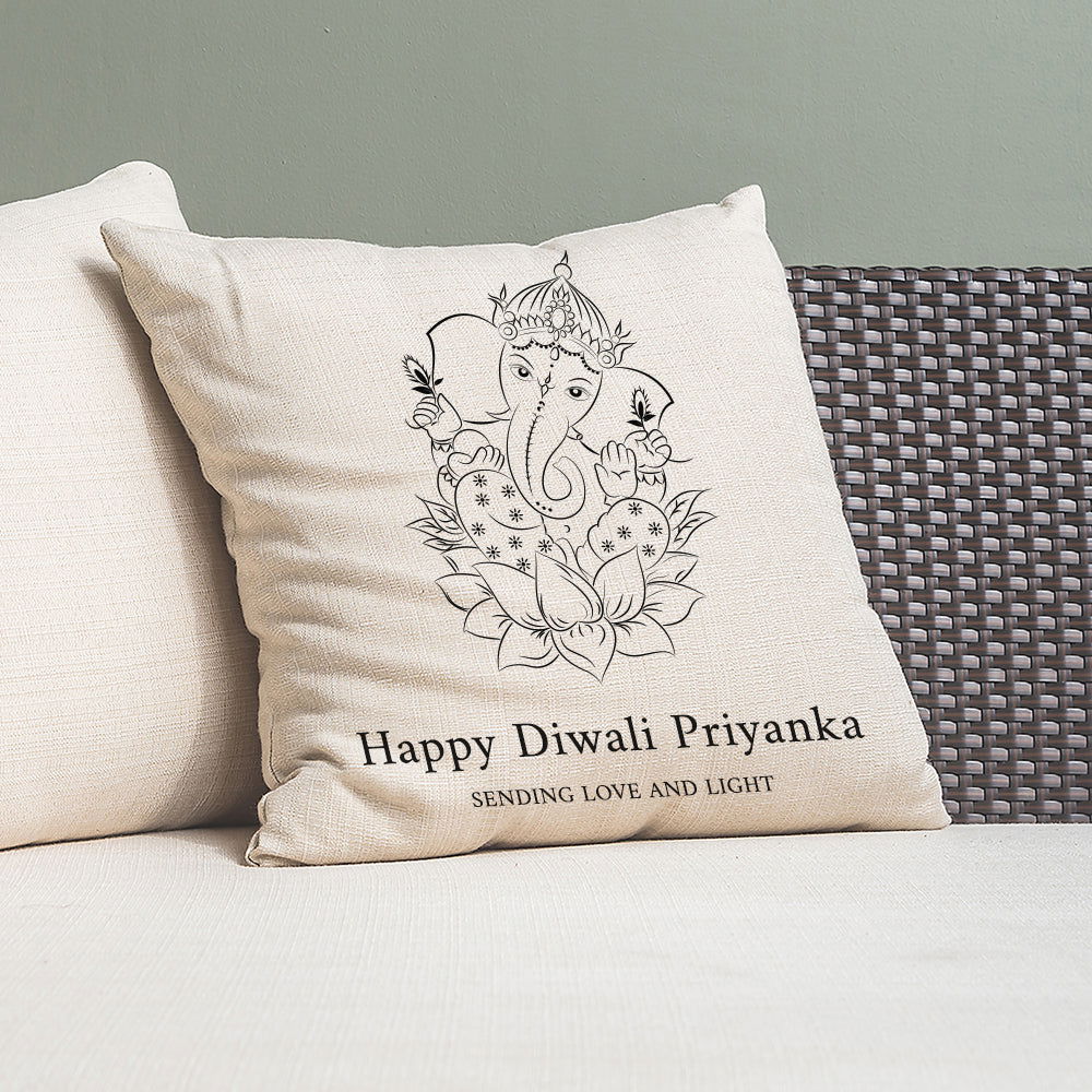 Personalised Diwali Ganesh Cushion Cover