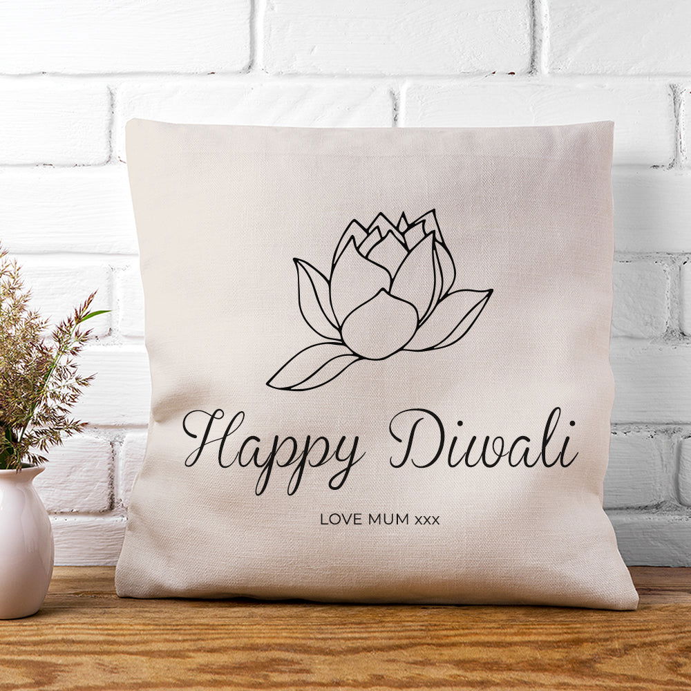 Personalised Diwali Lotus Cushion Cover