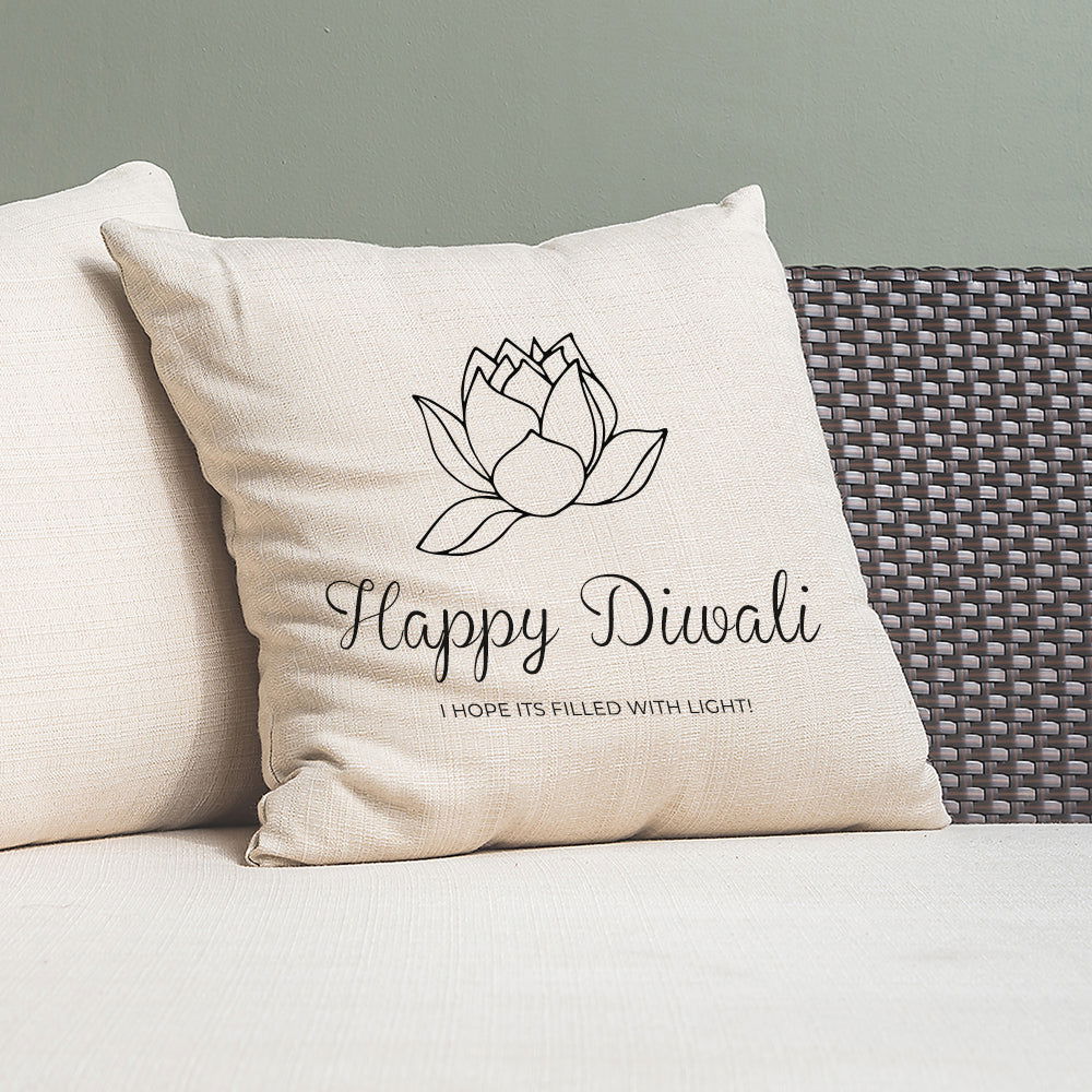 Personalised Diwali Lotus Cushion Cover