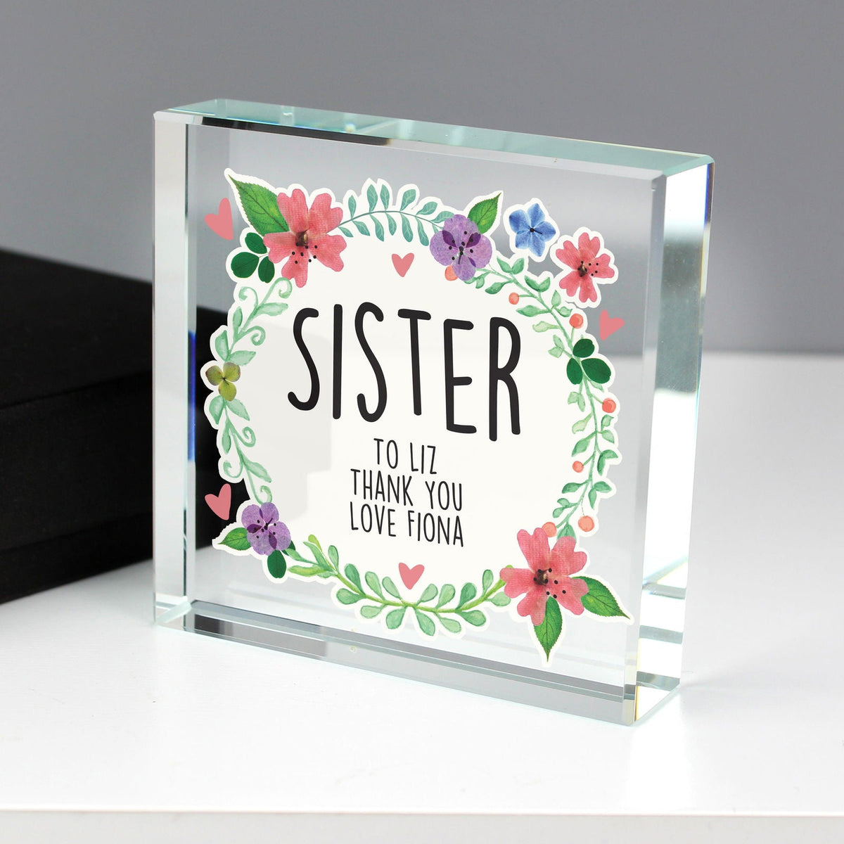 Personalised Floral Large Crystal Token
