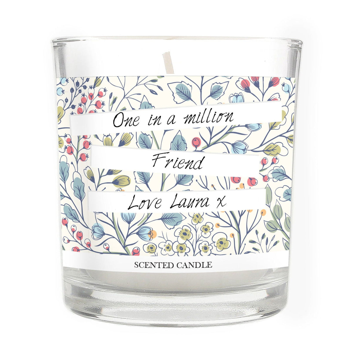 Personalised Floral Watercolour Scented Jar Candle