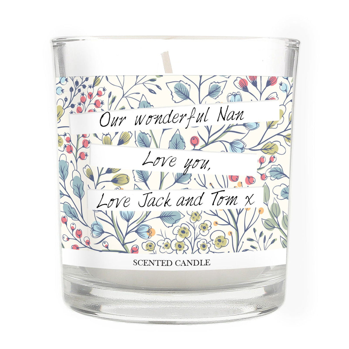 Personalised Floral Watercolour Scented Jar Candle