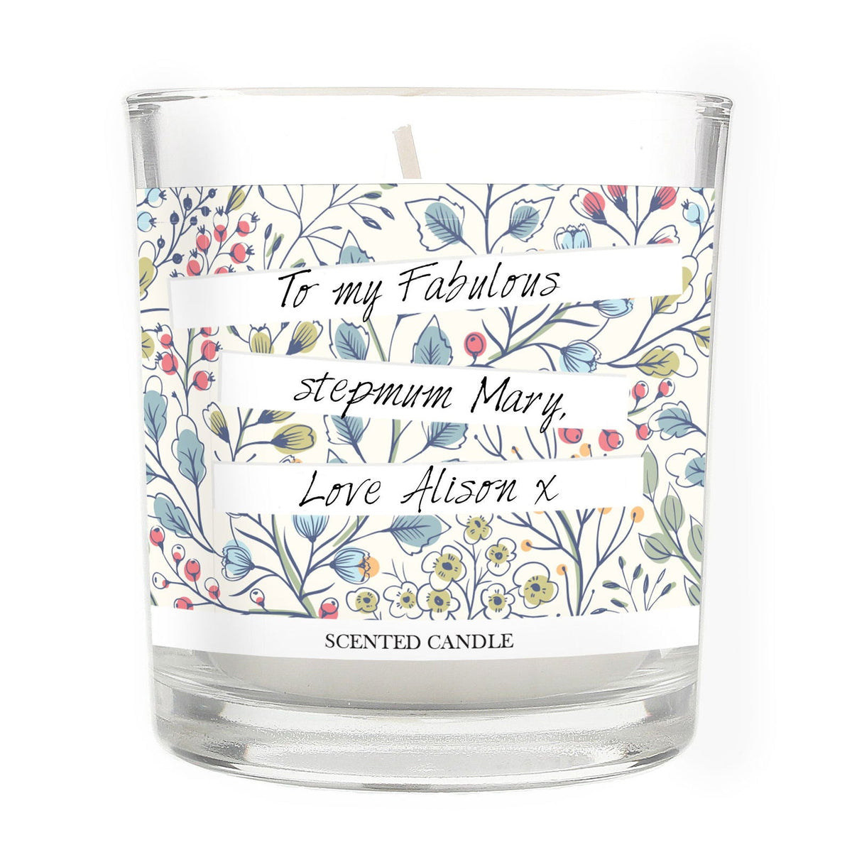 Personalised Floral Watercolour Scented Jar Candle