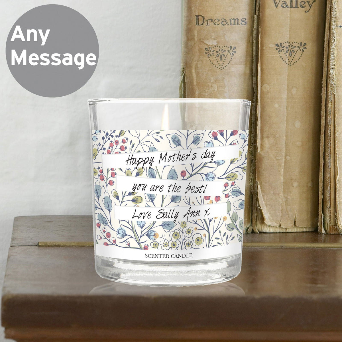 Personalised Floral Watercolour Scented Jar Candle