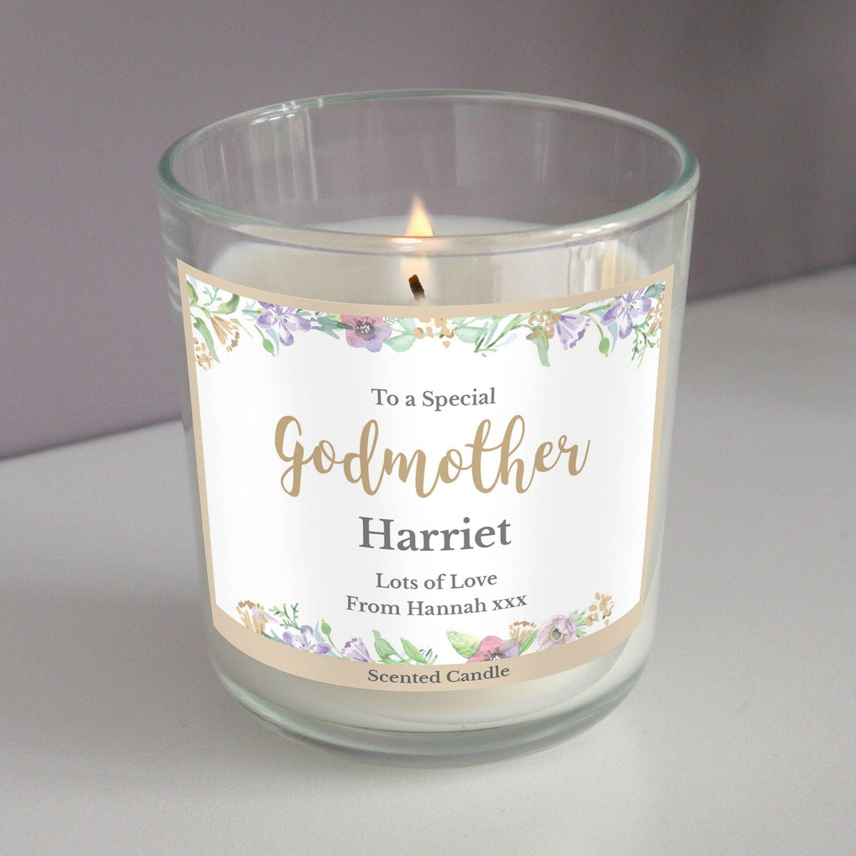 Personalised Floral Watercolour Scented Jar Candle