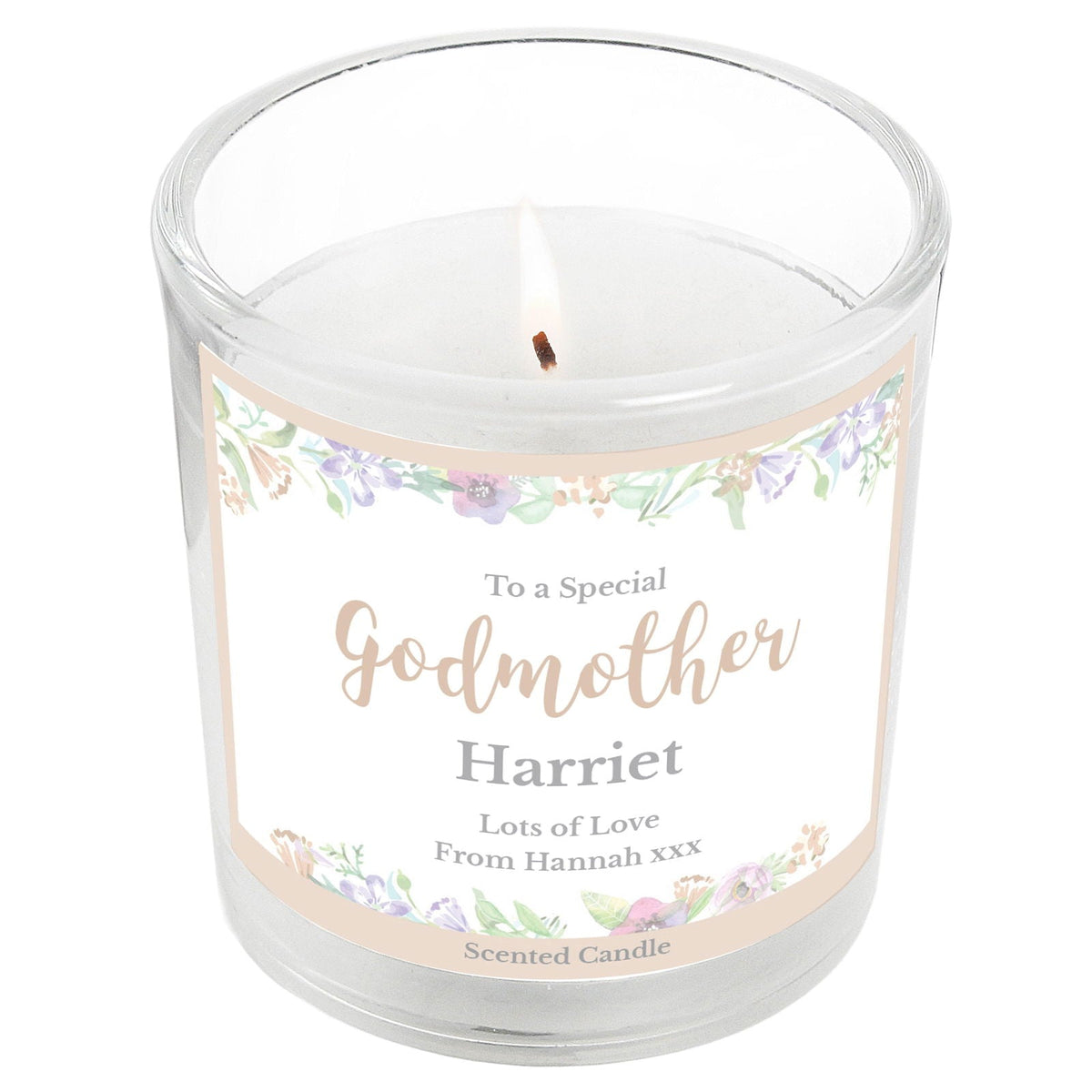 Personalised Floral Watercolour Scented Jar Candle