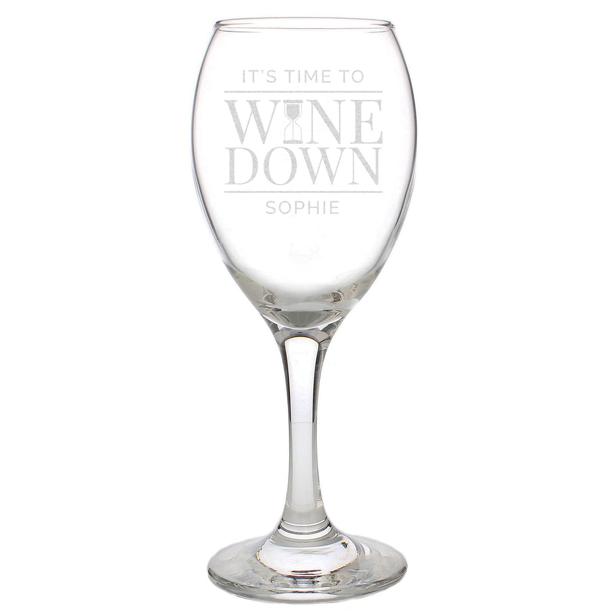 Personalised 'It's Time To Wine Down' Wine Glass