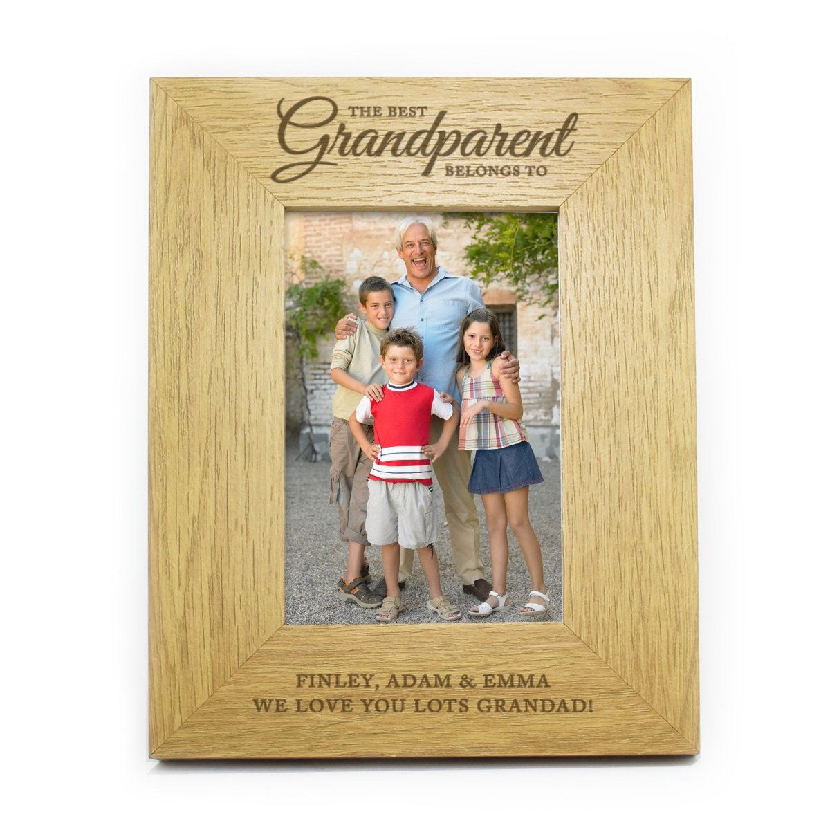 Personalised "The Best Grandparent" 4x6 Inch Oak Finish Photo Frame